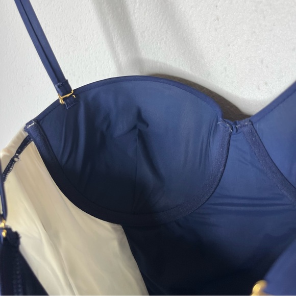 Tory Burch Lipsi Navy White Colorblock One Piece Swimsuit Vacation - Picture 6 of 10